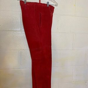 Red suede pants by Don’t Stop. Soft suede with two front pockets.